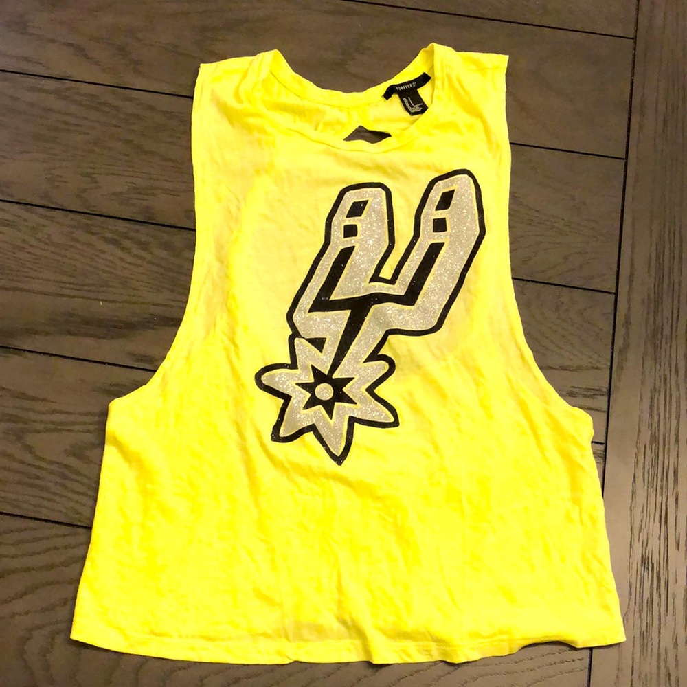 Custom San Antonio Spurs Neon Yellow Tank Top